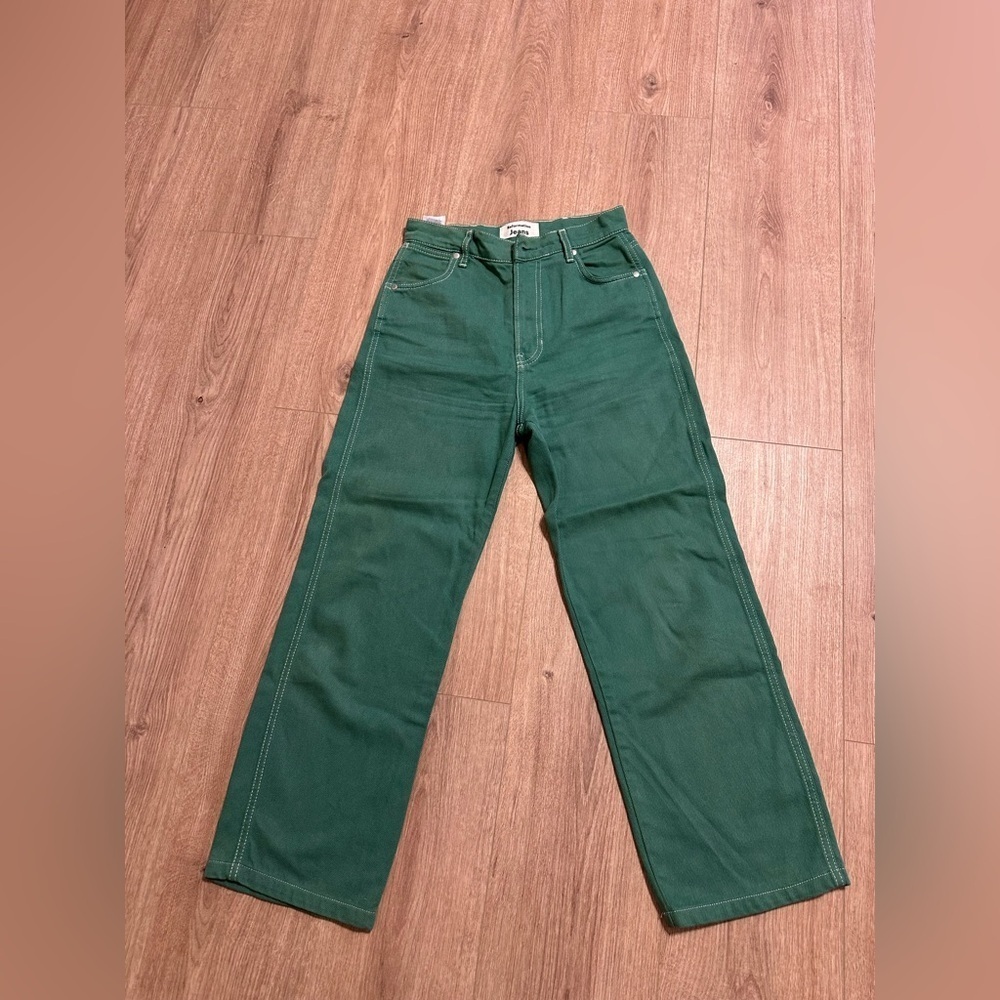 Reformation Green Cowboy High Rise Straight Organic Cotton Jeans size 25 - Picture 3 of 9
